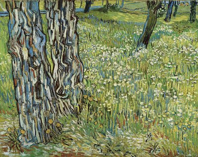 Troncos de árboles en la hierba de Vincent van Gogh