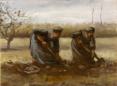 Dos campesinas cavando patatas de Vincent van Gogh