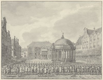 Juramento de las Regulaciones Gubernamentales sobre Grote Markt en Haarlem, 5 de septiembre de 1787 de Vincent Jansz. van der Vinne (signed by artist)