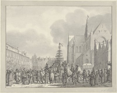 Llegada de los franceses al Grote Markt de Haarlem, 1795 de Vincent Jansz. van der Vinne