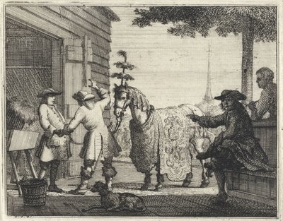 Comerciantes en un caballo ricamente decorado de Vincent Laurensz. van der Vinne (II)