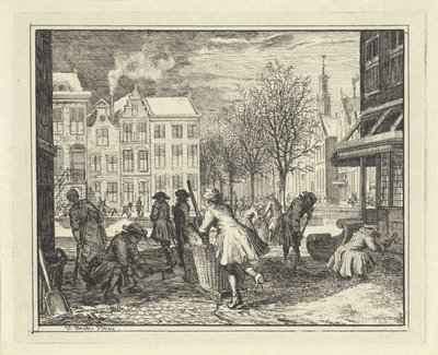 Los señores trabajan en una calle. de Vincent Laurensz. van der Vinne (II)