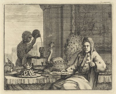 Hombre en una mesa puesta de Vincent Laurensz. van der Vinne (II)