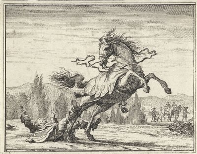 Hombre se cae de un caballo de Vincent Laurensz. van der Vinne (II)