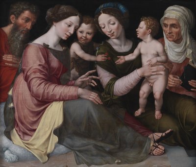 La Sagrada Familia con el Niño San Juan, Santa Isabel y Santa Ana de Vincent Sellaer
