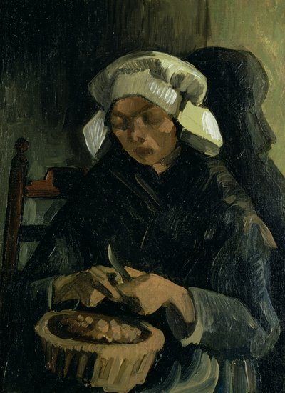 Un campesino de Neunen pelando patatas, 1885 de Vincent van Gogh
