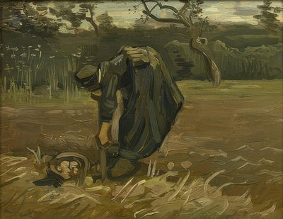Campesina cosechando patatas. 1885 de Vincent van Gogh