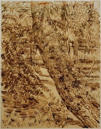 Árbol con hiedra en el jardín del sanatorio de Vincent van Gogh