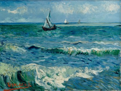 Barcos en el mar, Les Saintes-Maries-de-la-Mer de Vincent van Gogh