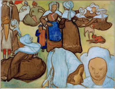 Mujeres bretonas en el prado de Vincent van Gogh