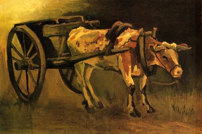 Carro con buey rojo y blanco de Vincent van Gogh
