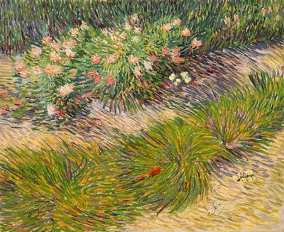 Rincón del jardín con mariposas de Vincent van Gogh