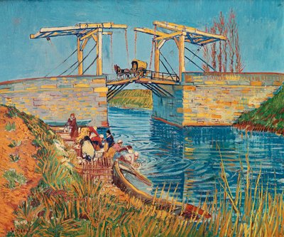 Puente levadizo en Arles con un grupo de lavanderas ... de Vincent van Gogh