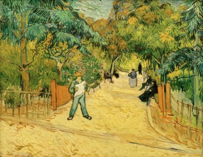 Entrada al parque en Arles con paseantes de Vincent van Gogh