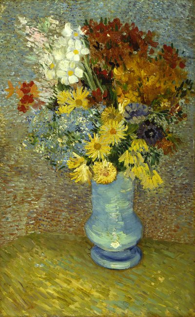 Flores en un jarrón azul de Vincent van Gogh