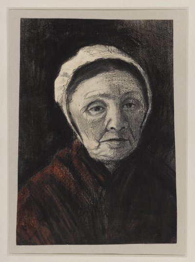 Cabeza de una anciana con gorra de Scheveninger, 1882-83 de Vincent van Gogh
