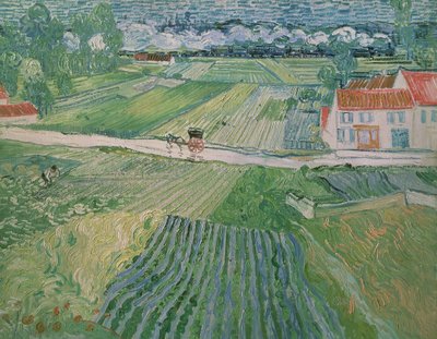 Paisaje en Auvers después de la lluvia (Paisaje con carruaje y tren) de Vincent van Gogh