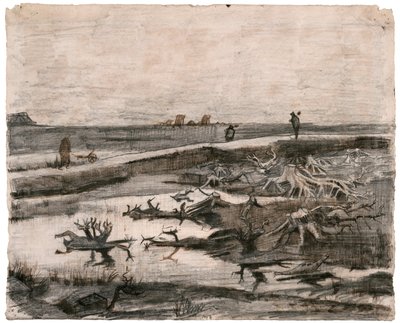 Paisaje con troncos de turbera (Trabajos en el campo) de Vincent van Gogh