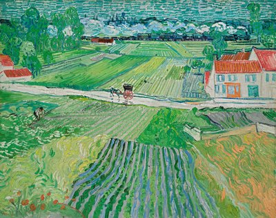 Paisaje con un carruaje y un tren de Vincent van Gogh