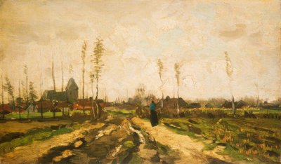 Paisaje con iglesia y casas de Vincent van Gogh