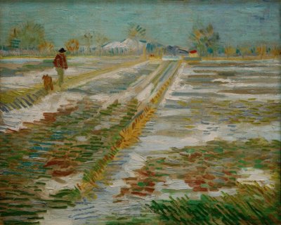 Paisaje con nieve de Vincent van Gogh
