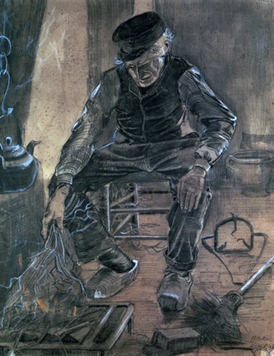 Viejo encendiendo leña, 1881 de Vincent van Gogh