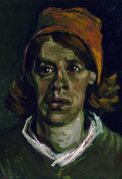 ""Retrato de una campesina con capucha roja"" (Cabeza de una campesina con capucha roja) Pintura de Vincent Van Gogh (1853-1890) de Vincent van Gogh