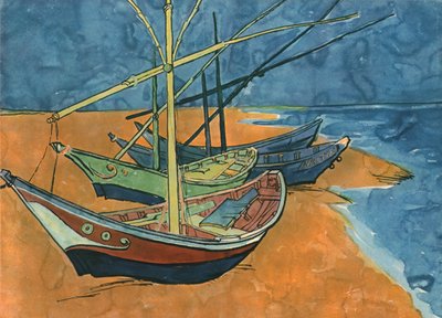 Barcos de vela en la playa de Les Saintes-Maries, junio de 1888, 1947 de Vincent van Gogh