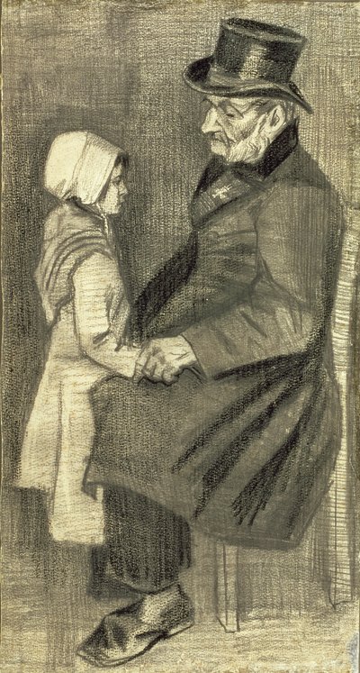 Hombre sentado con su hija, 1882 de Vincent van Gogh