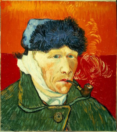 Autorretrato con gorro de piel, oreja vendada y pipa de tabaco de Vincent van Gogh