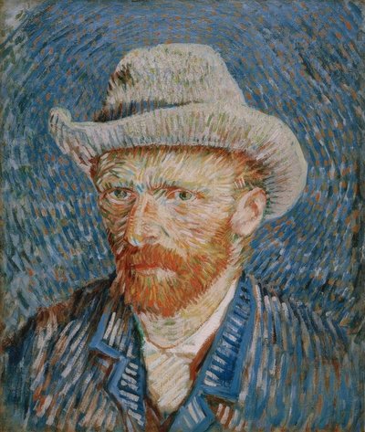 Autorretrato con sombrero de fieltro gris de Vincent van Gogh