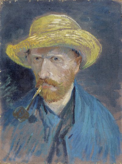 Autorretrato con sombrero de paja y pipa de Vincent van Gogh