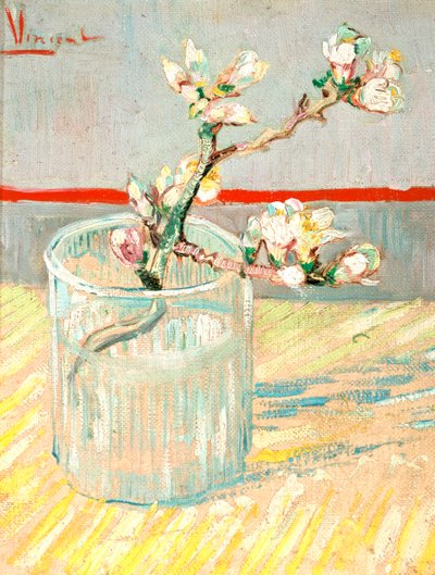 Rama de almendro en flor en un vaso, 1888 de Vincent van Gogh