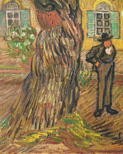 Hospital de San Pablo, San Remy (detalle de hombre y árbol) de Vincent van Gogh