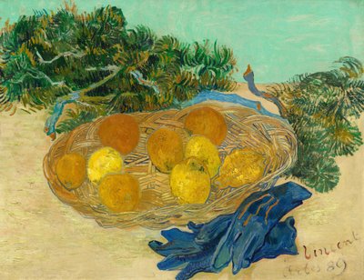 Bodegón de Naranjas y Limones con Guantes Azules de Vincent van Gogh