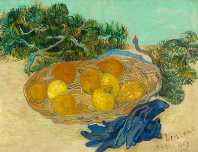 Naturaleza muerta de naranjas y limones con guantes azules de Vincent van Gogh