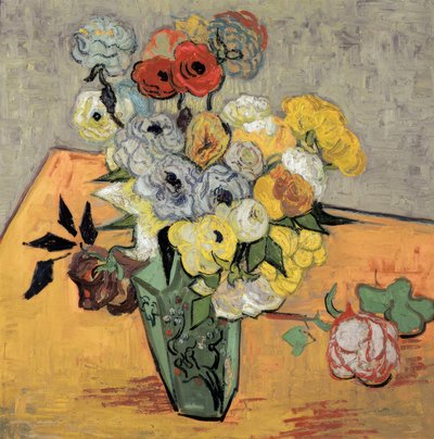 Naturaleza muerta con jarrón japonés, rosas y anémonas de Vincent van Gogh