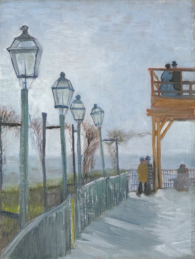 Terraza y plataforma de observación en el Moulin de Blute-Fin, Montmartre, principios de 1887 de Vincent van Gogh