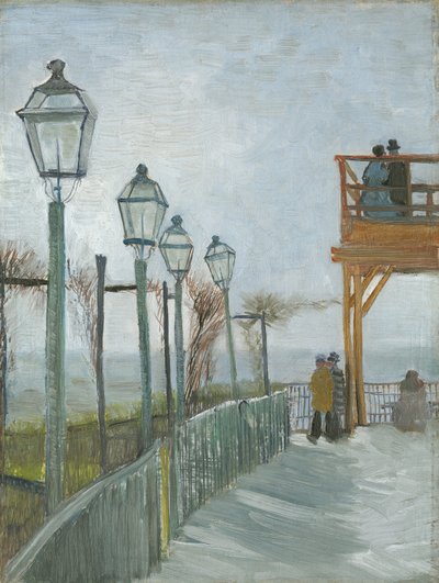 Terraza y plataforma de observación en el Moulin de Blute-Fin, Montmartre, principios de 1887 de Vincent van Gogh