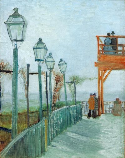 Terraza y plataforma de observación en el Moulin de Blutefin, Montmartre de Vincent van Gogh