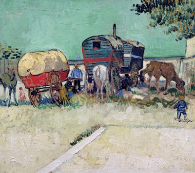 Las caravanas, campamento gitano cerca de Arles de Vincent van Gogh