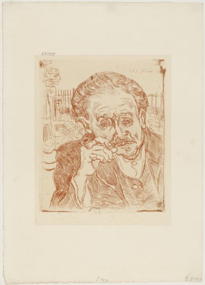 El hombre de la pipa (Retrato del Dr. Paul Gachet), c.1890-1909 (aguafuerte sobre papel) de Vincent van Gogh