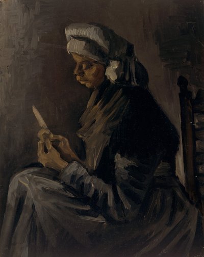 La peladora de patatas reverso: Autorretrato con sombrero de paja de Vincent van Gogh