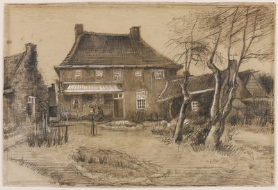 La vicaría en Neunen: vista desde atrás, con el estudio del artista a la derecha, c.1884 de Vincent van Gogh