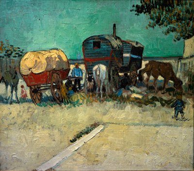 Caravanas, campamento bohemio en las cercanías de Arles de Vincent van Gogh