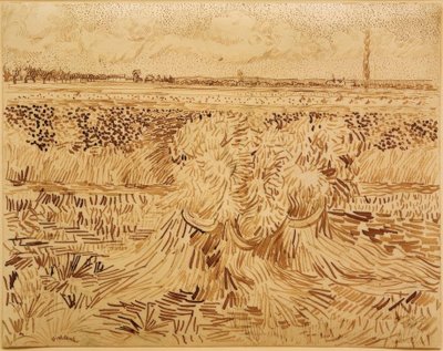 Campo de trigo con gavilla de Vincent van Gogh