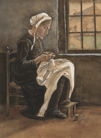 Mujer cosiendo de Vincent van Gogh