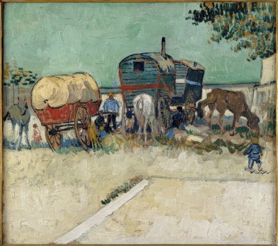 Campamento gitano con carromato de Vincent van Gogh