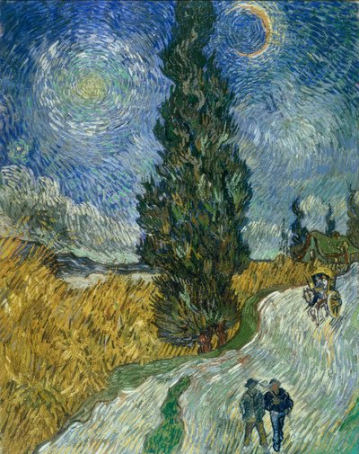 Camino de cipreses bajo el cielo estrellado de Vincent van Gogh