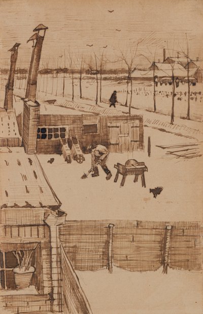 Vista desde la ventana del estudio de Vincent en invierno I (1883) de Vincent van Gogh